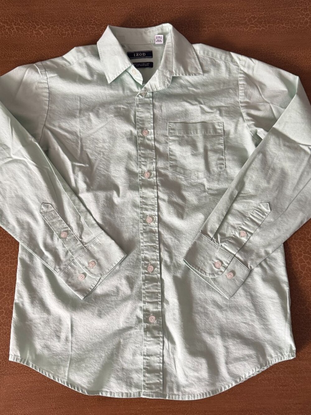 Light Green Button Dress Shirt - Size 14 Boys